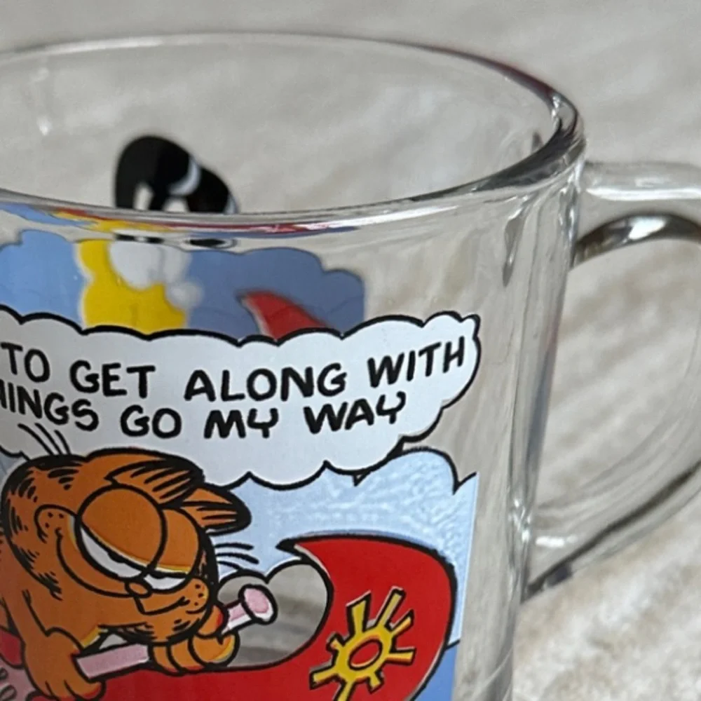Set 3 McDonalds Garfield 1978 Clear Glass Mugs Cups Jim Davis Vintage McDonalds - Picture 15 of 16